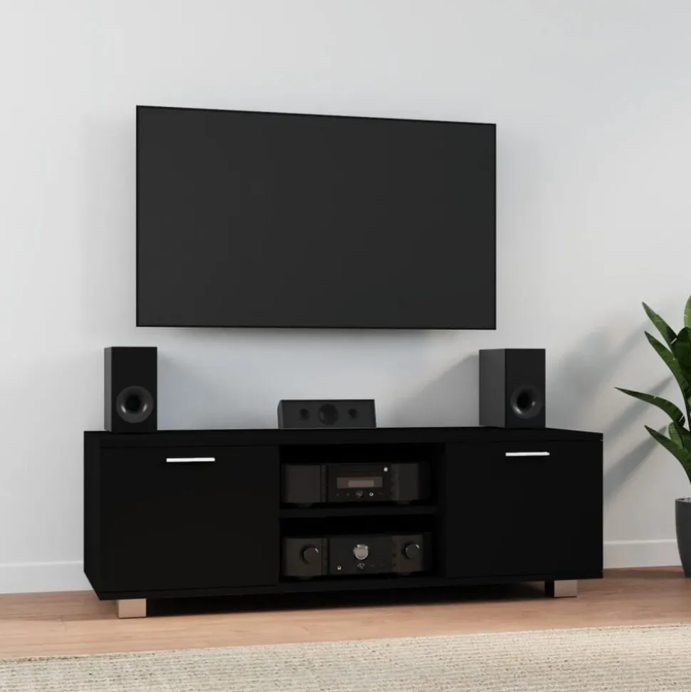 vidaXL Tv-meubel 120x40,5x35 cm bewerkt hout zwart