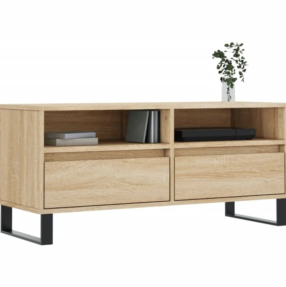 vidaXL Tv-meubel 100x34,5x44,5 cm bewerkt hout sonoma eikenkleurig