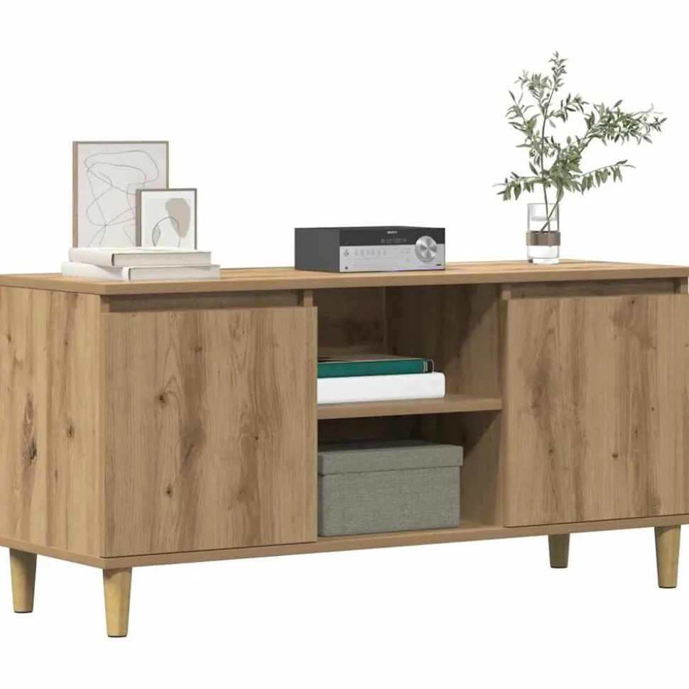vidaXL Tv-meubel 102x35x50 cm bewerkt hout artisanaal eikenkleur