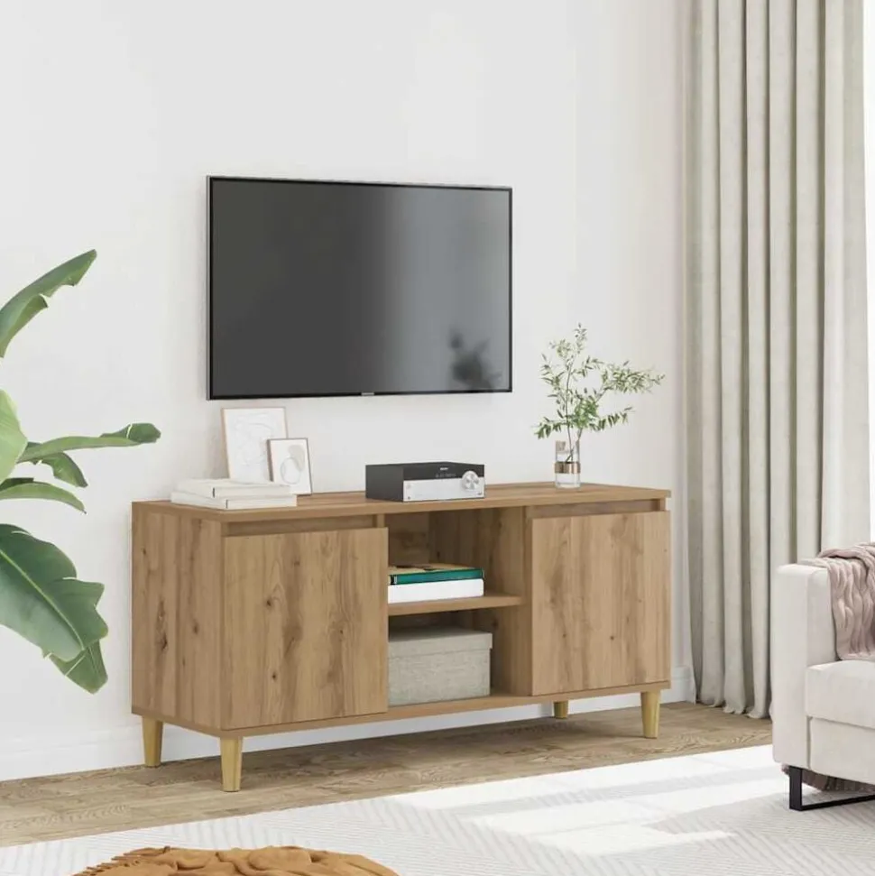 vidaXL Tv-meubel 102x35x50 cm bewerkt hout artisanaal eikenkleur