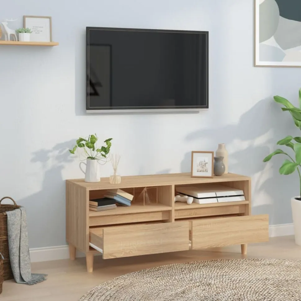 vidaXL Tv-meubel 100x34,5x44,5 cm bewerkt hout sonoma eikenkleurig