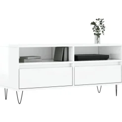 vidaXL Tv-meubel 100x34,5x44,5 cm bewerkt hout hoogglans wit