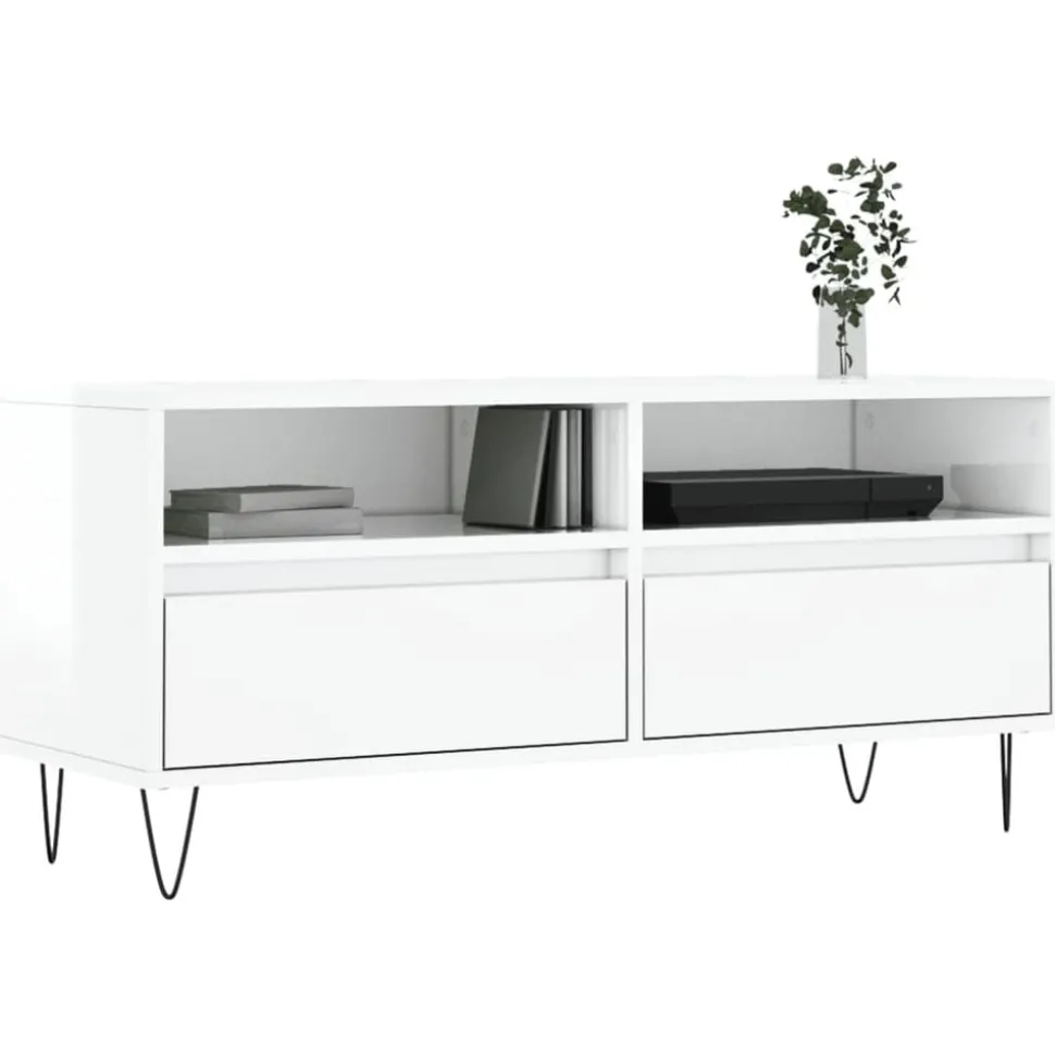 vidaXL Tv-meubel 100x34,5x44,5 cm bewerkt hout hoogglans wit