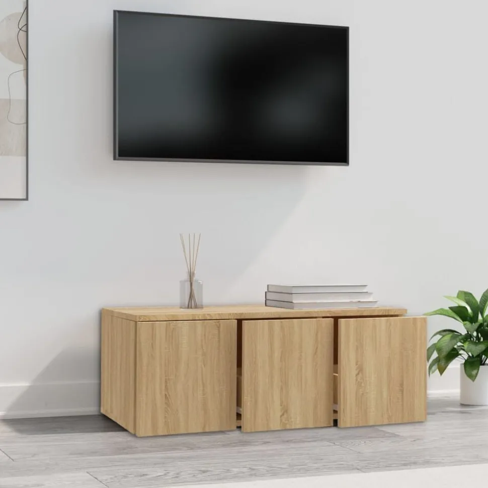 vidaXL Tv-meubel 80x34x30 cm bewerkt hout sonoma eikenkleurig