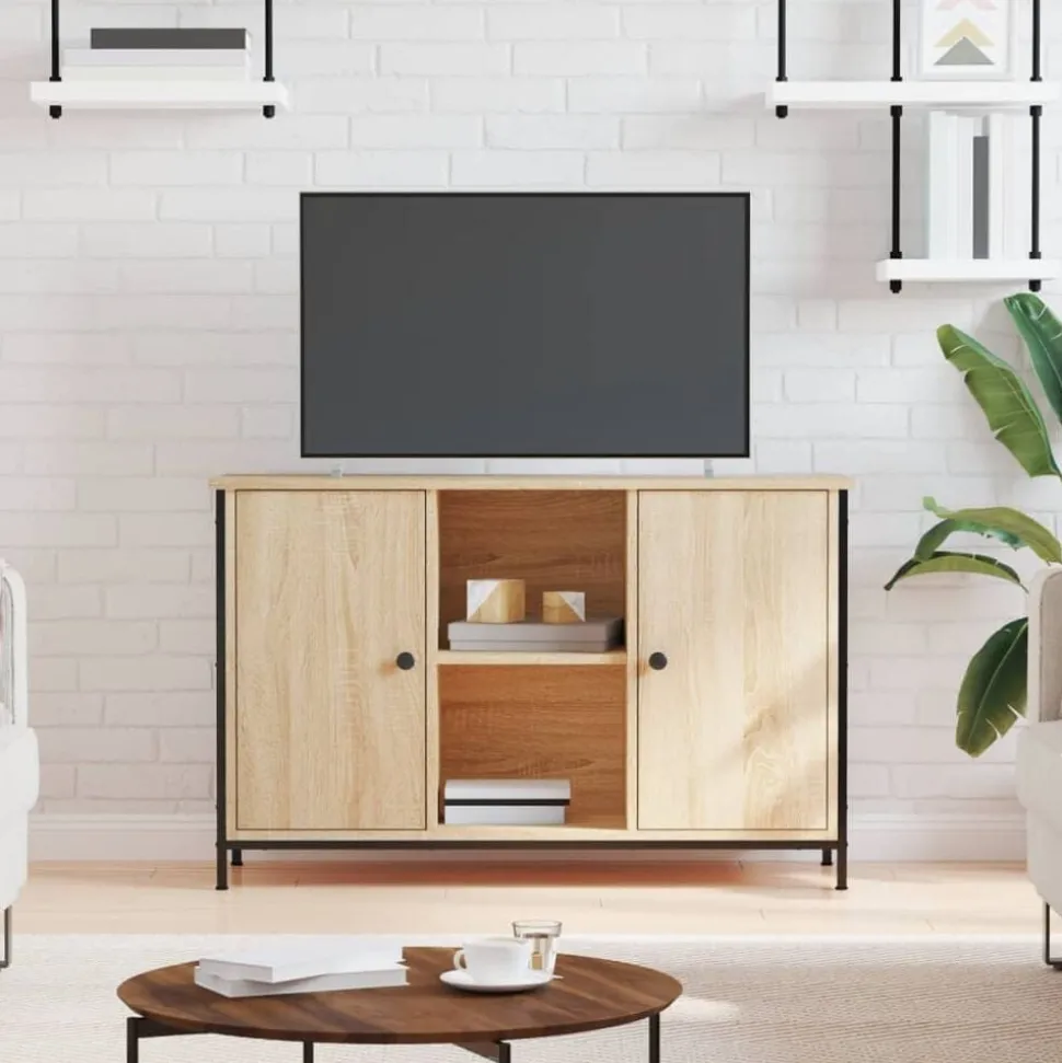 vidaXL Tv-meubel 100x35x65 cm bewerkt hout sonoma eikenkleurig