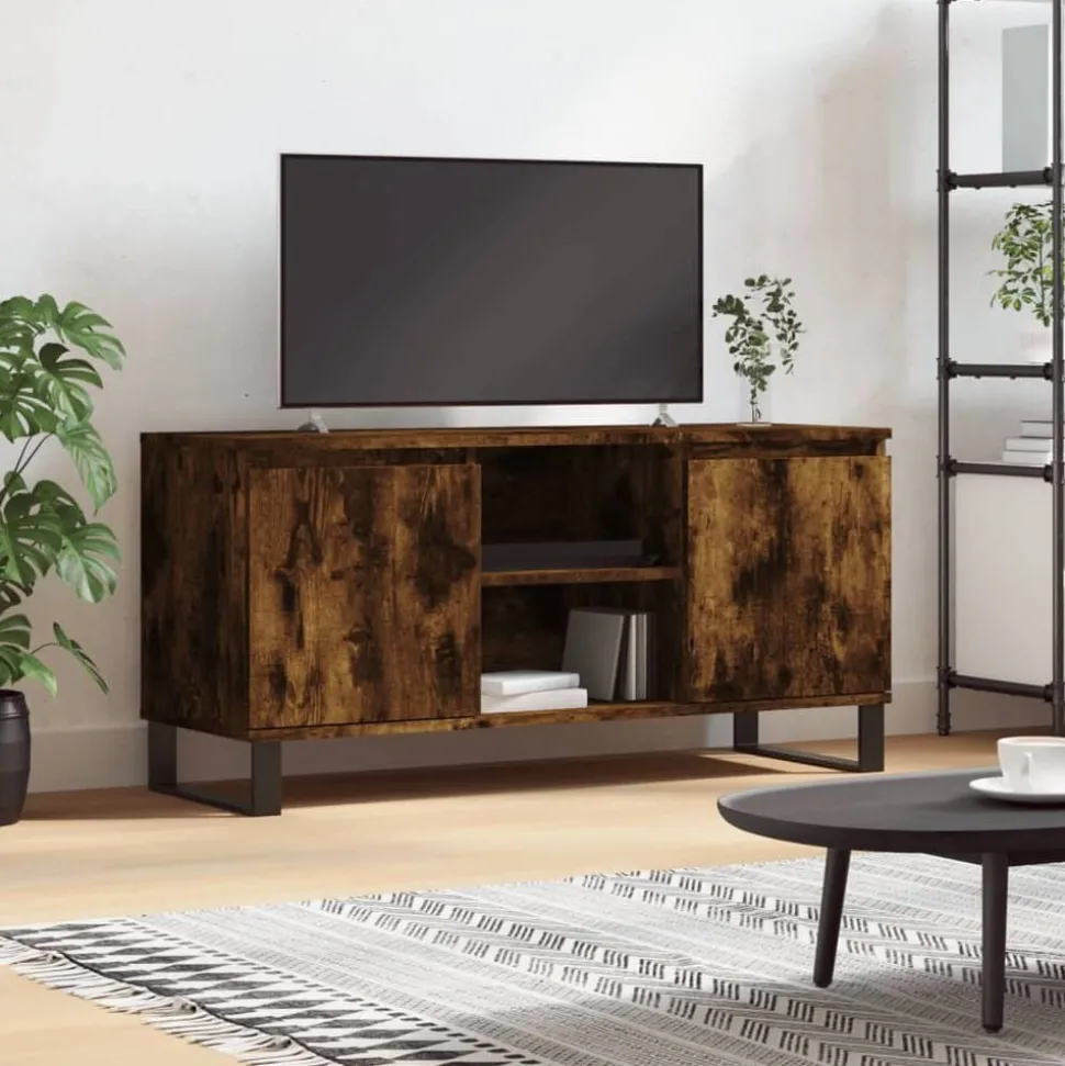 vidaXL Tv-meubel 104x35x50 cm bewerkt hout gerookt eikenkleurig