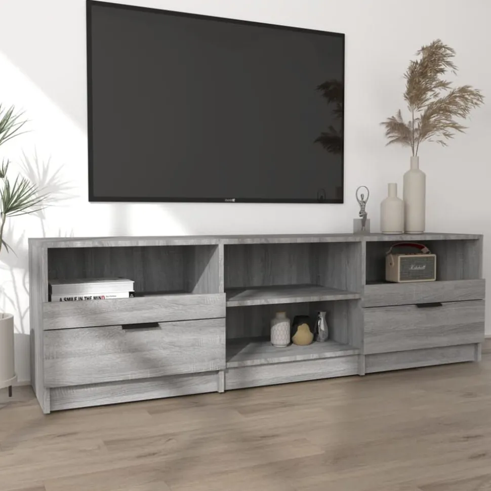 vidaXL Tv-meubel 150x33,5x45 cm bewerkt hout grijs sonoma eikenkleurig