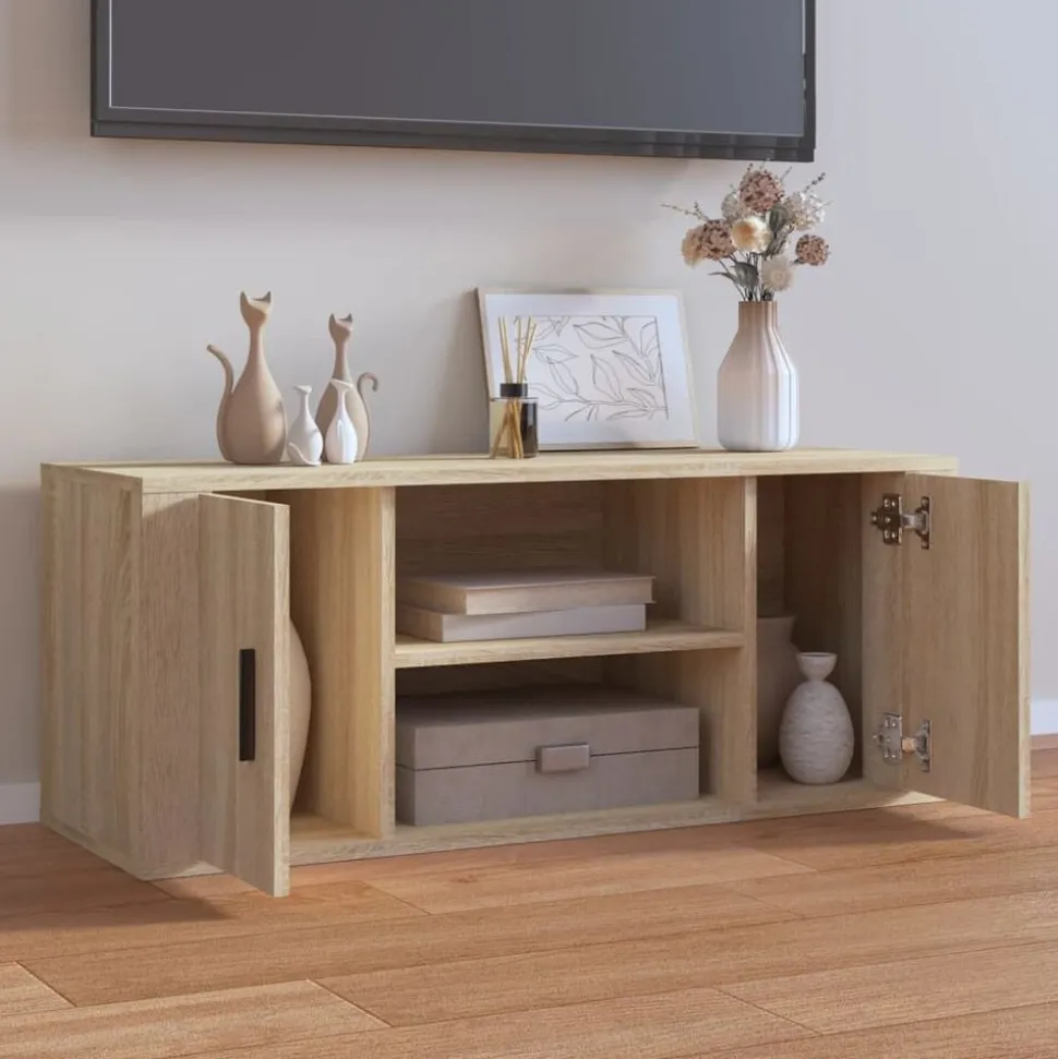 vidaXL Tv-meubel 100x35x40 cm bewerkt hout sonoma eikenkleurig