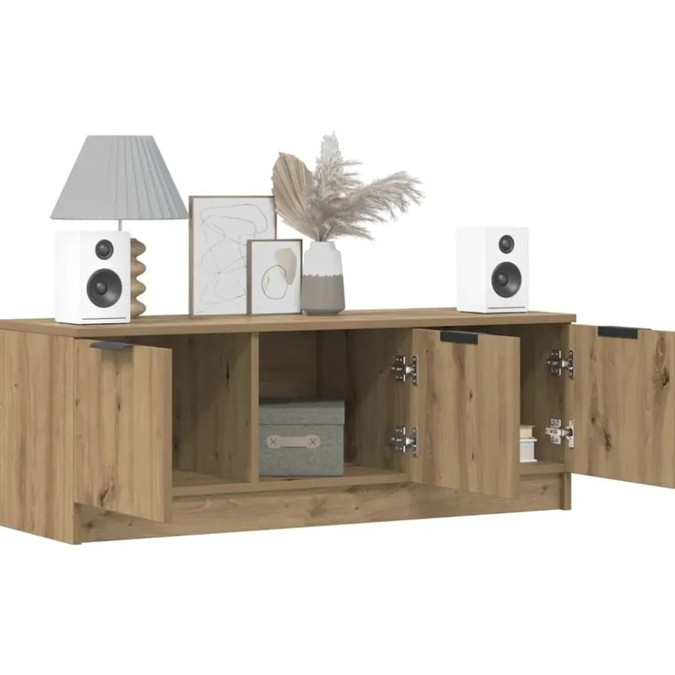 vidaXL Tv-meubel 102x35x36,5 cm bewerkt hout artisanaal eikenkleur