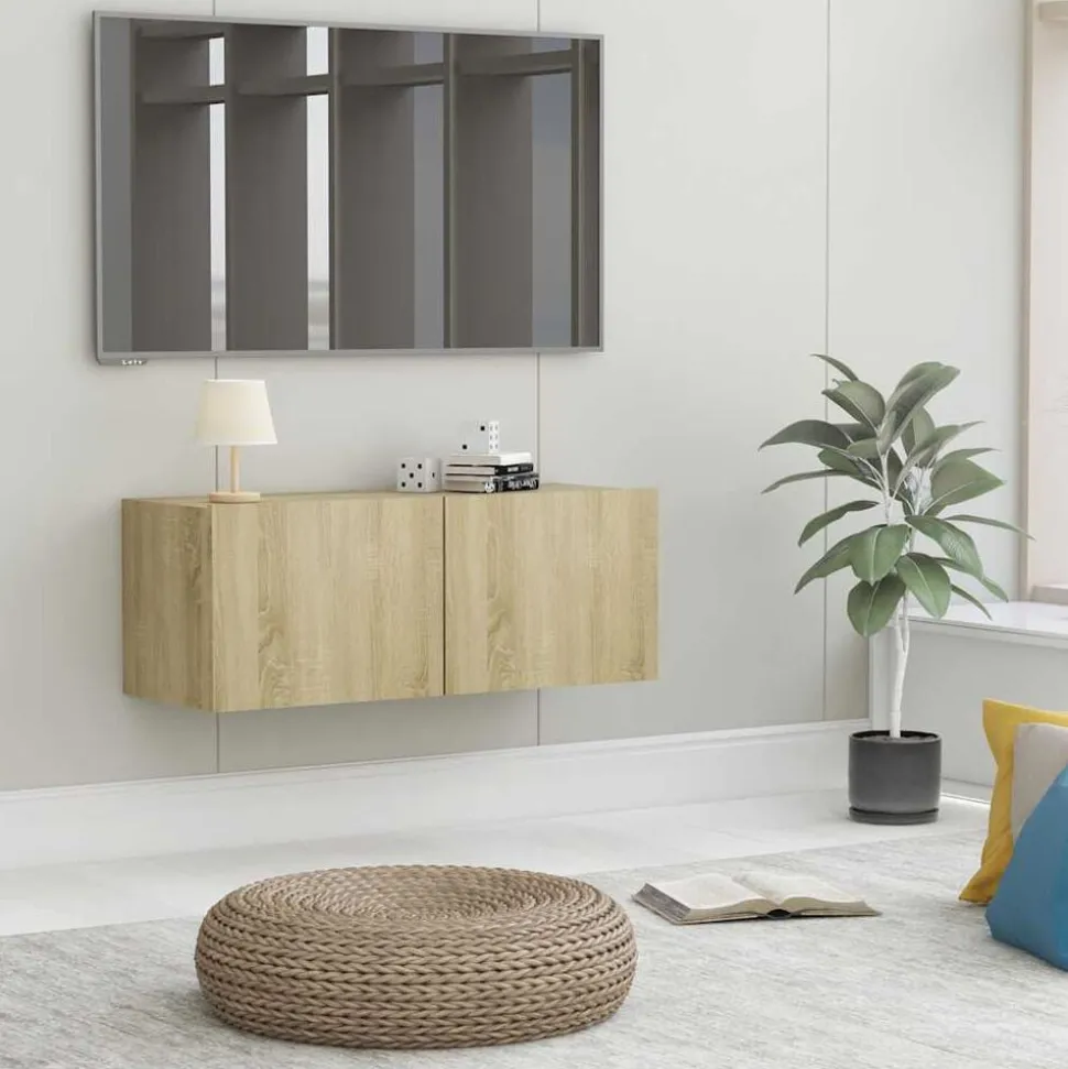 vidaXL Tv-meubel 80x30x30 cm bewerkt hout sonoma eikenkleurig