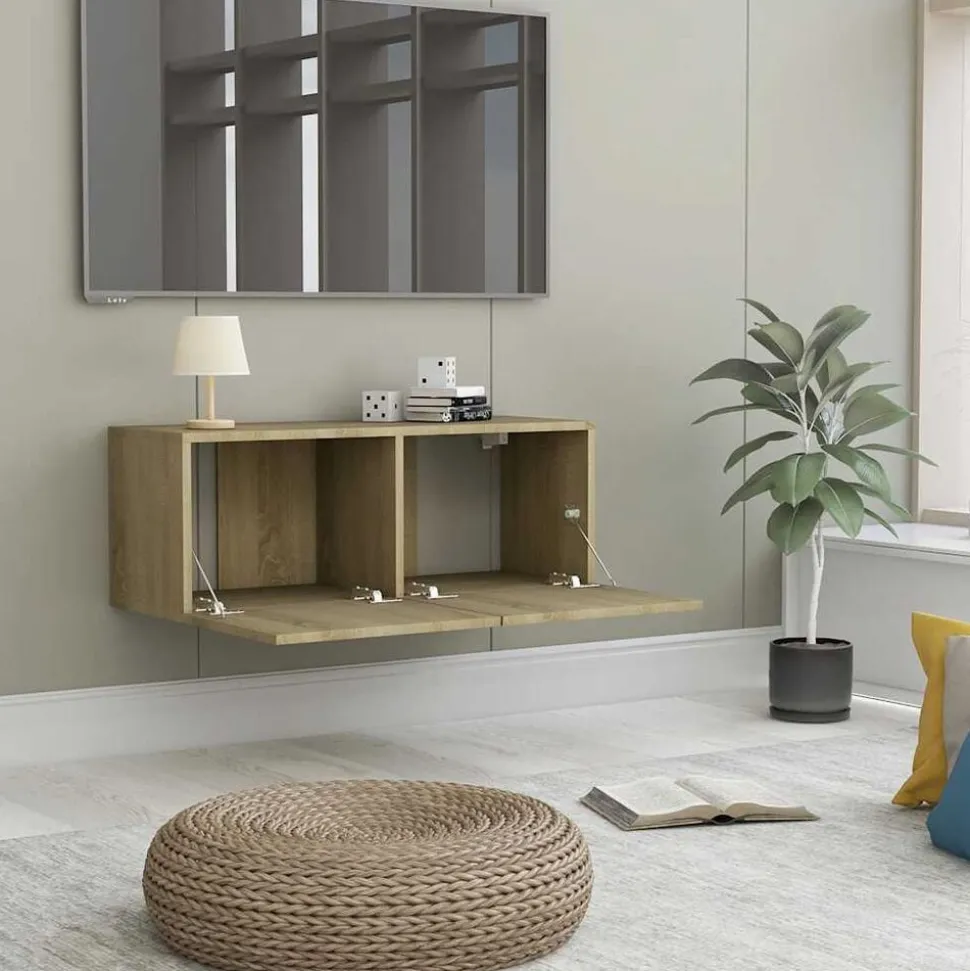 vidaXL Tv-meubel 80x30x30 cm bewerkt hout sonoma eikenkleurig