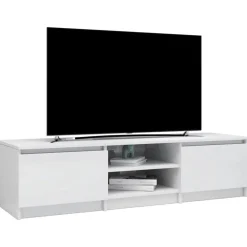 vidaXL Tv-meubel 140x40x35,5 cm bewerkt hout hoogglans wit