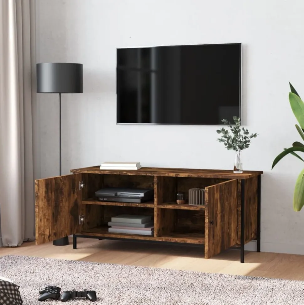 vidaXL Tv-meubel 102x35x45 cm bewerkt hout gerookt eikenkleurig