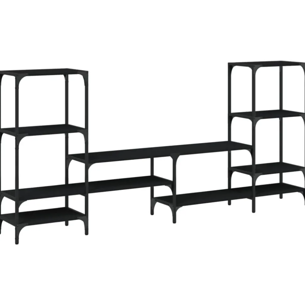 vidaXL Tv-meubel 206,5x28,5x95 cm bewerkt hout zwart