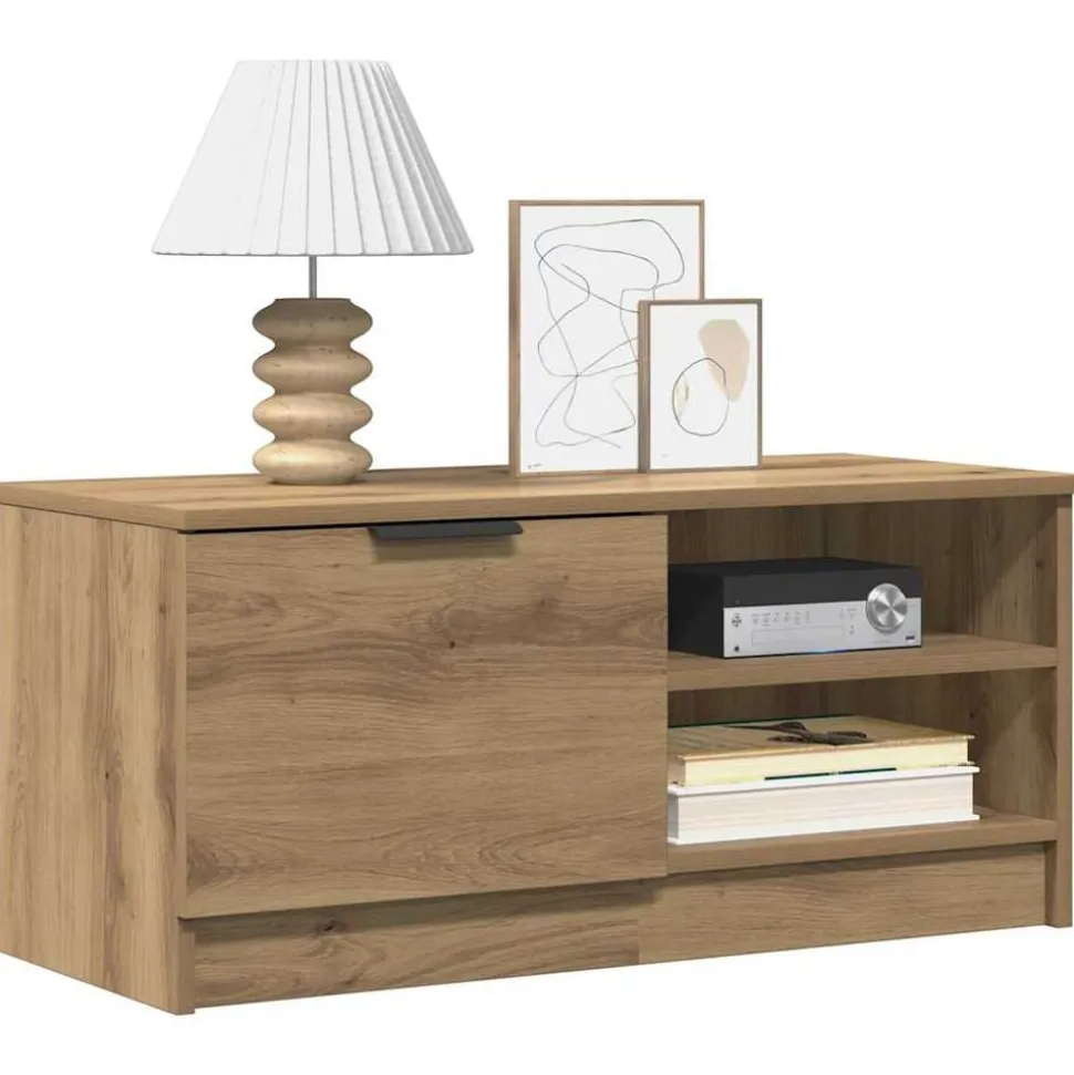 vidaXL Tv-meubel 80x35x36,5 cm bewerkt hout artisanaal eikenkleur