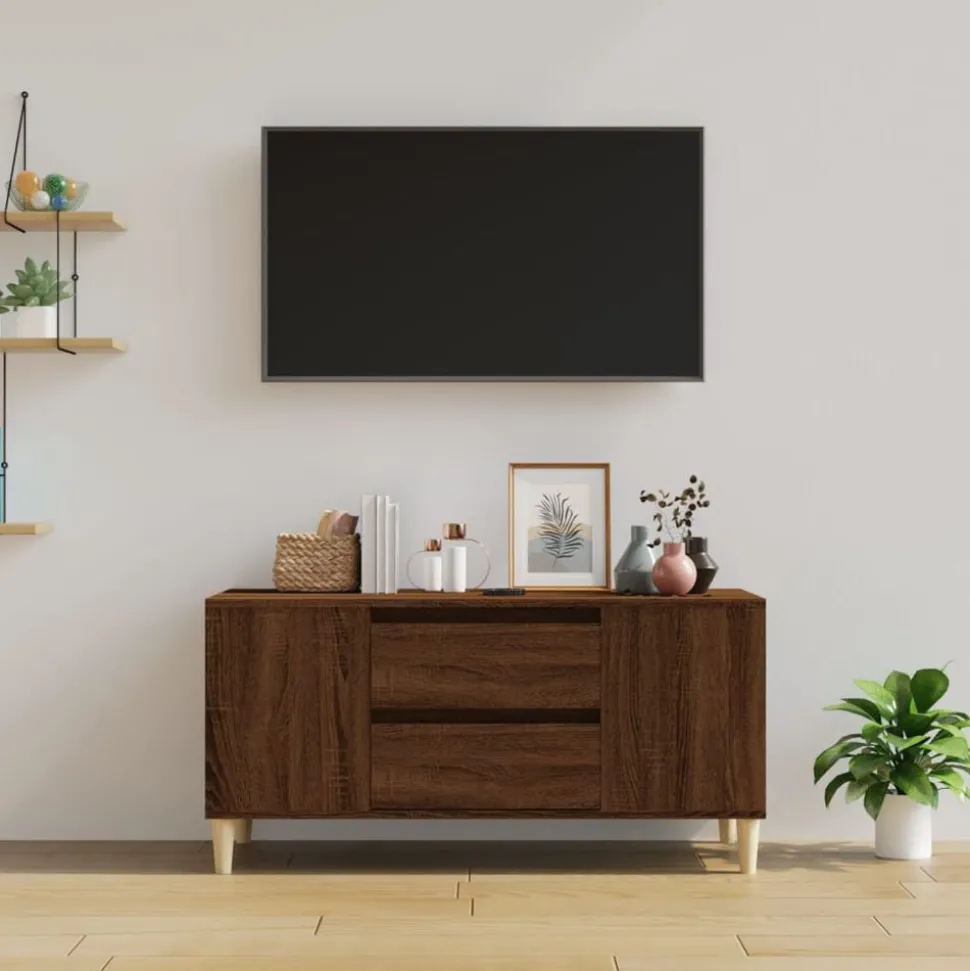 vidaXL Tv-meubel 102x44,5x50 cm bewerkt hout bruin eikenkleur