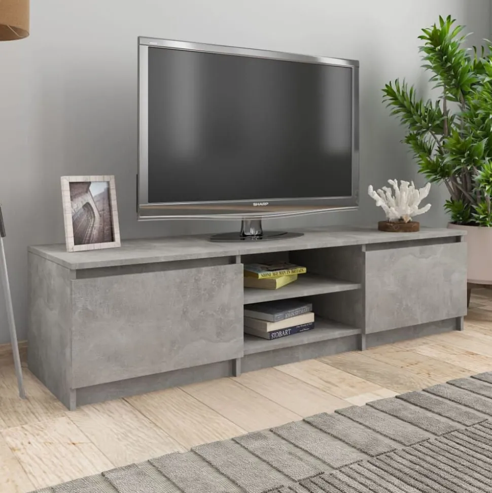 vidaXL Tv-meubel 140x40x35,5 cm bewerkt hout betongrijs