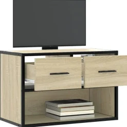 vidaXL Tv-meubel 60x31x39,5 cm bewerkt hout metaal sonoma eikenkleurig
