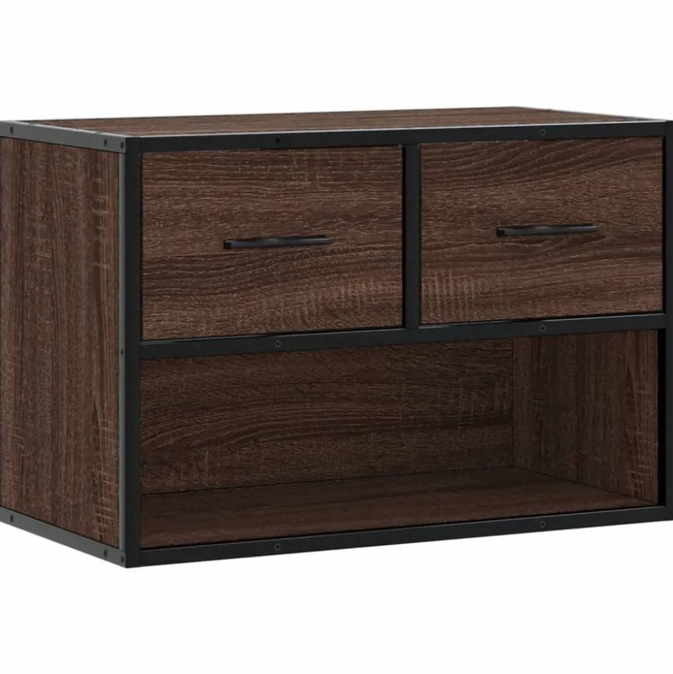 vidaXL Tv-meubel 60x31x39,5 cm bewerkt hout metaal bruin eikenkleurig