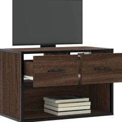 vidaXL Tv-meubel 60x31x39,5 cm bewerkt hout metaal bruin eikenkleurig