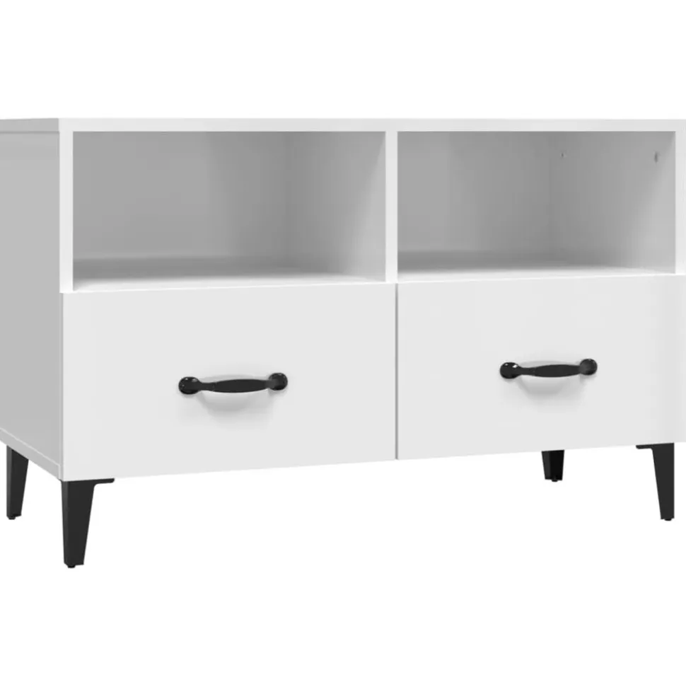 vidaXL Tv-meubel 80x36x50 cm bewerkt hout hoogglans wit
