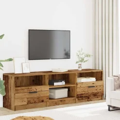 vidaXL Tv-meubel 150x33,5x45 cm bewerkt hout oud houtkleurig