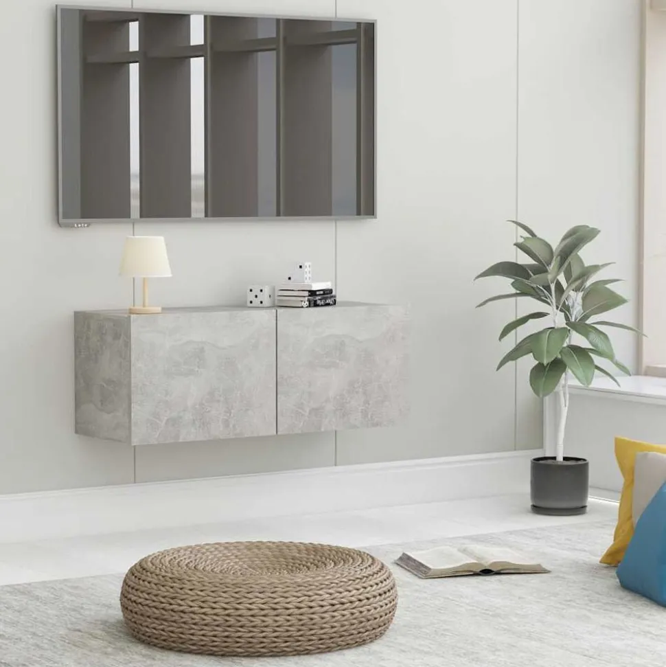 vidaXL Tv-meubel 80x30x30 cm bewerkt hout betongrijs