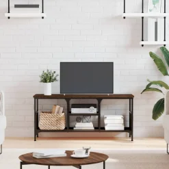 vidaXL Tv-meubel 100x35x45 cm bewerkt hout en ijzer bruin eikenkleur