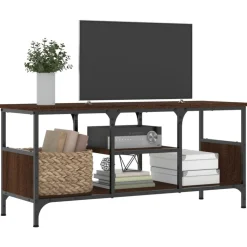 vidaXL Tv-meubel 100x35x45 cm bewerkt hout en ijzer bruin eikenkleur