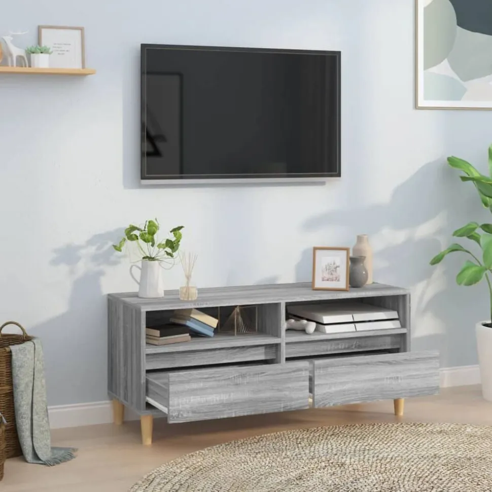 vidaXL Tv-meubel 100x34,5x44,5 cm bewerkt hout grijs sonoma eikenkleur