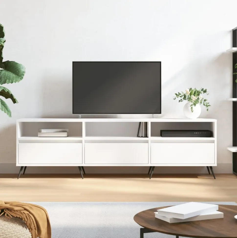 vidaXL Tv-meubel 150x30x44,5 cm bewerkt hout wit