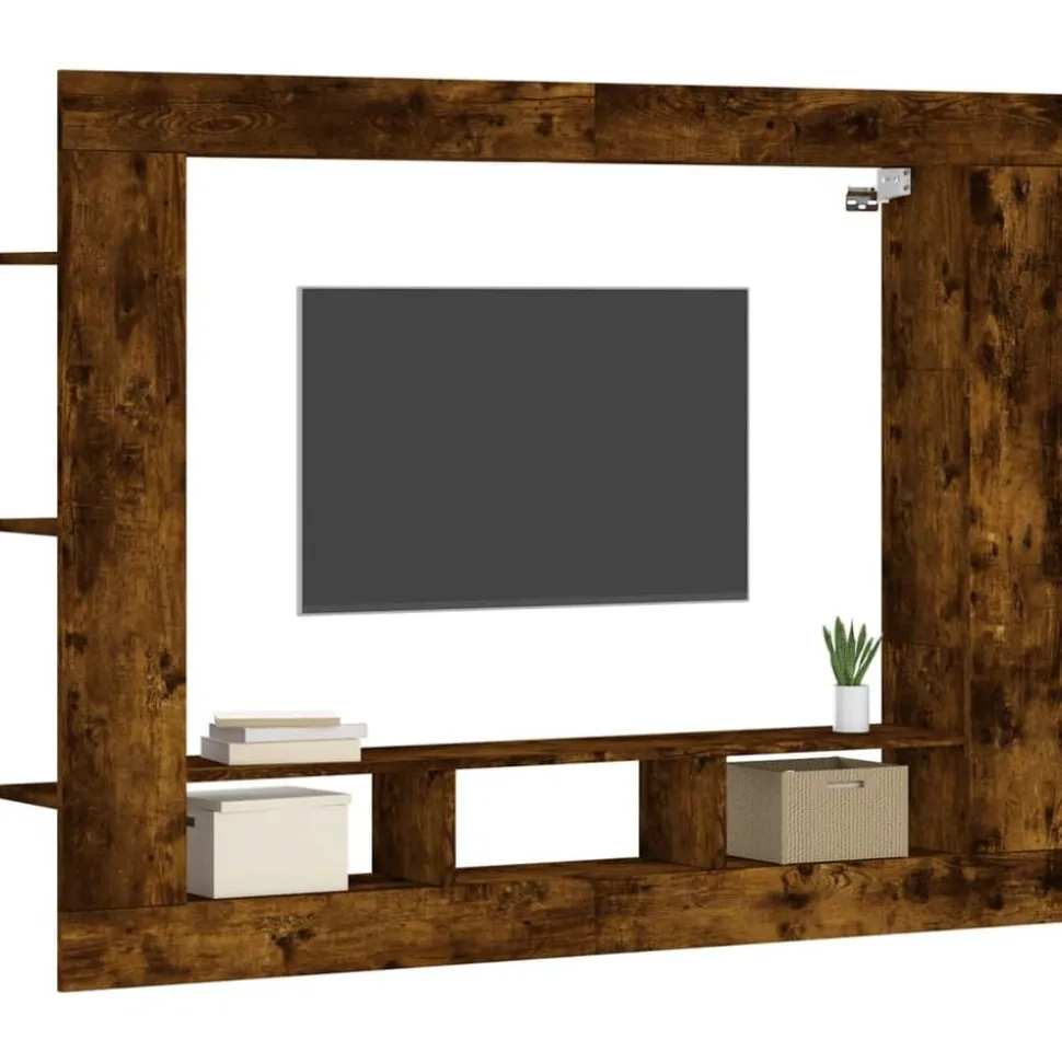 vidaXL Tv-meubel 152x22x113 cm bewerkt hout gerookt eikenkleurig