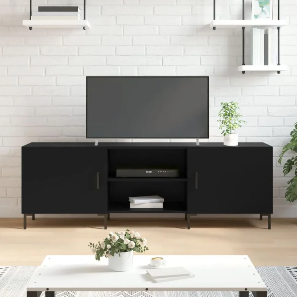 vidaXL Tv-meubel 150x30x50 cm bewerkt hout zwart