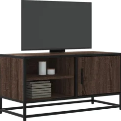 vidaXL Tv-meubel 80x34,5x40 cm bewerkt hout metaal bruin eikenkleur