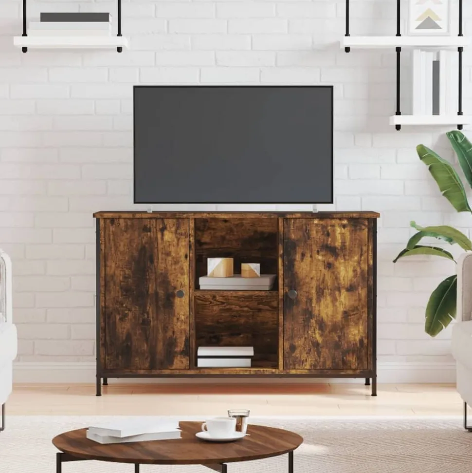 vidaXL Tv-meubel 100x35x65 cm bewerkt hout gerookt eikenkleurig