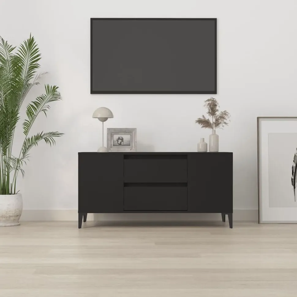 vidaXL Tv-meubel 102x44,5x50 cm bewerkt hout zwart
