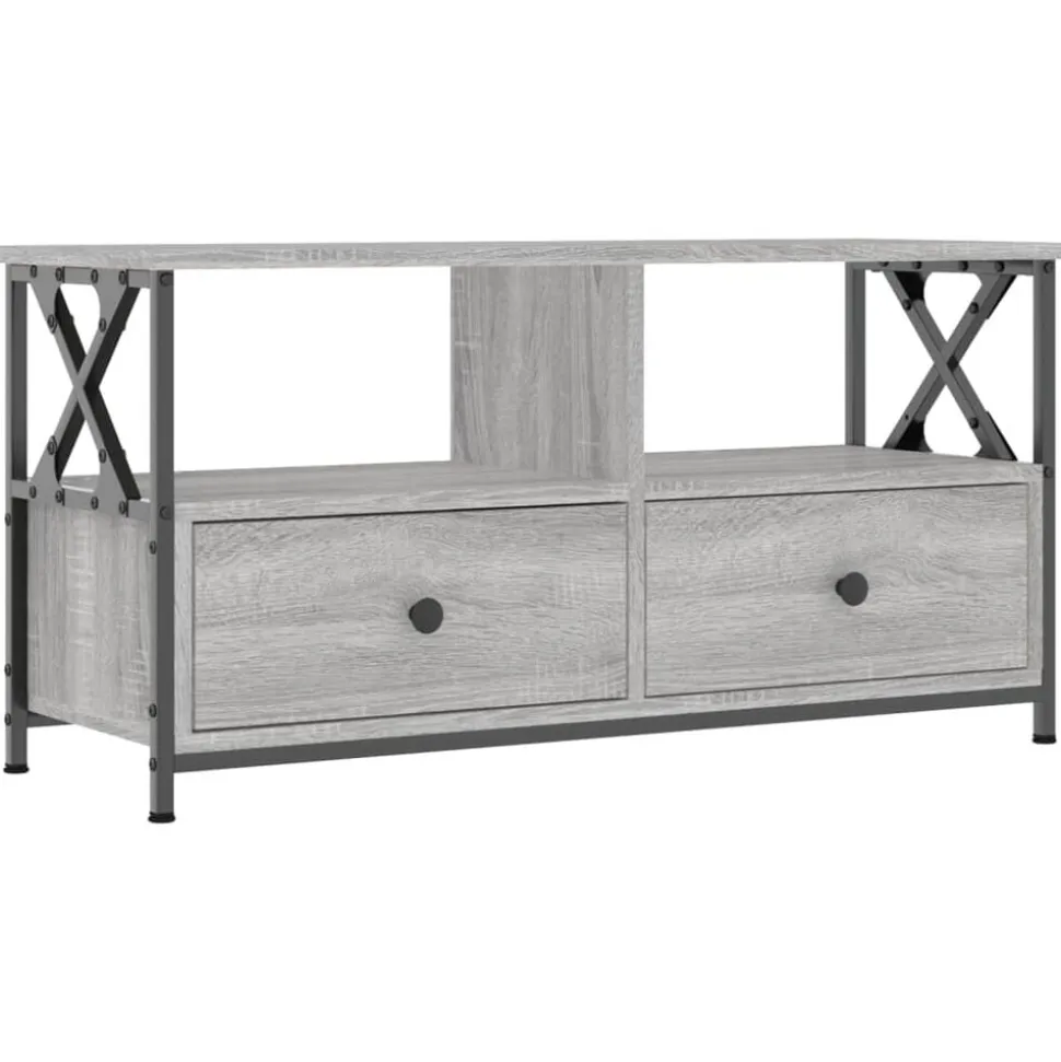 vidaXL Tv-meubel 90x33x45 cm bewerkt hout grijs sonoma eikenkleurig