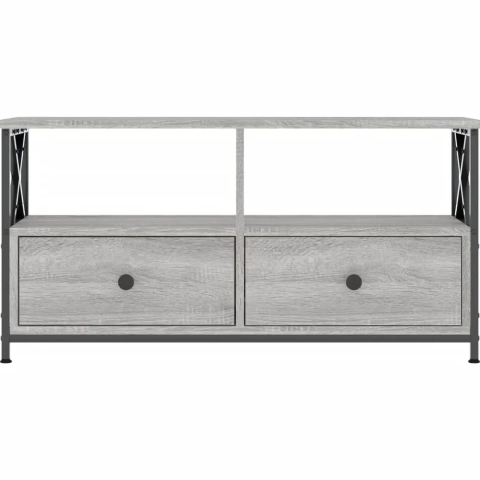 vidaXL Tv-meubel 90x33x45 cm bewerkt hout grijs sonoma eikenkleurig