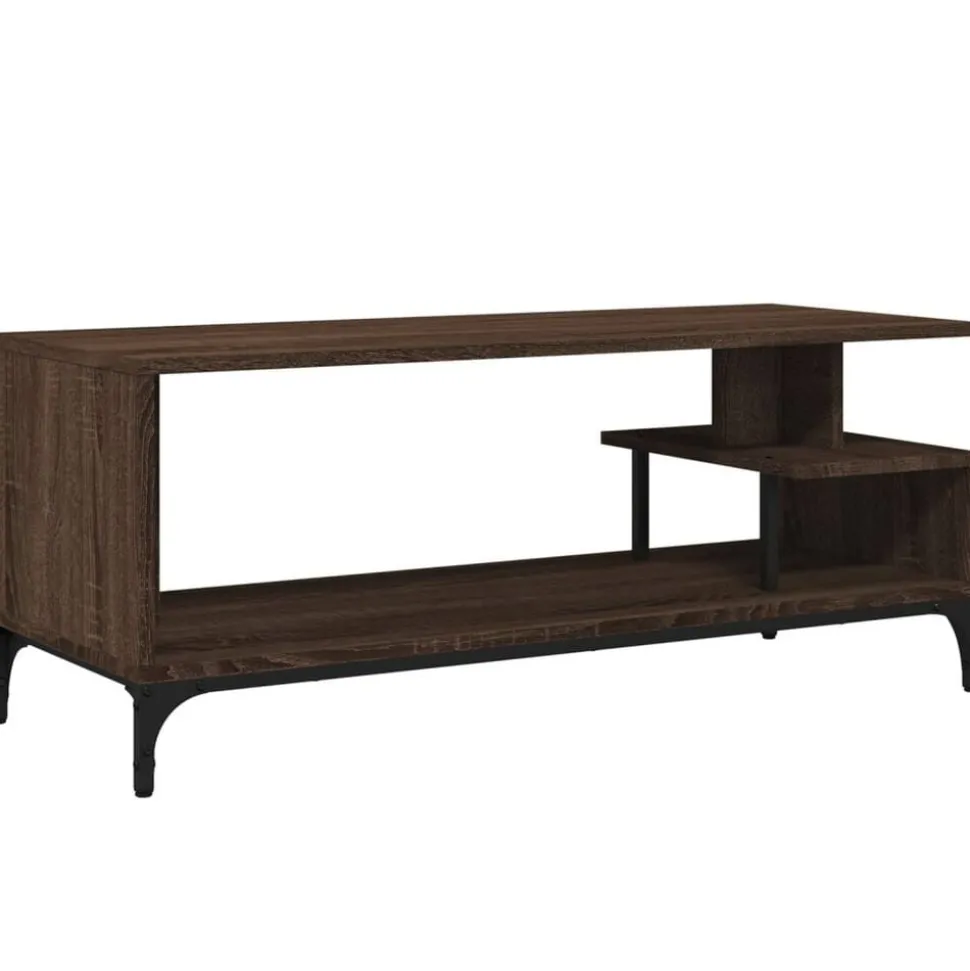vidaXL Tv-meubel 102x40x41 cm hout en gepoedercoat staal bruineiken