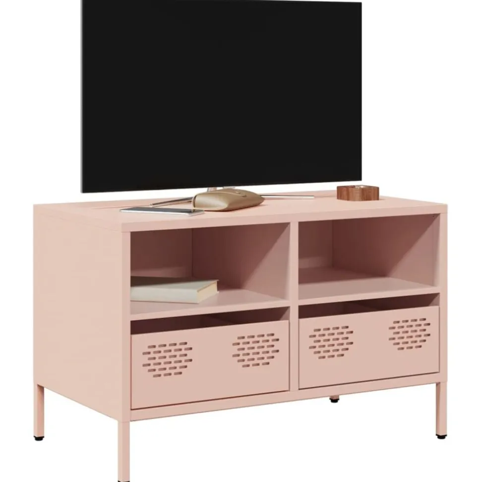 vidaXL Tv-meubel 68x39x43,5 cm koudgewalst staal roze