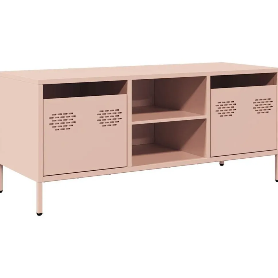 vidaXL Tv-meubel 101,5x39x43,5 cm koudgewalst staal roze