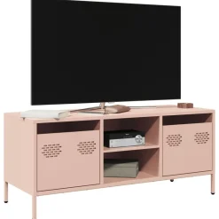 vidaXL Tv-meubel 101,5x39x43,5 cm koudgewalst staal roze
