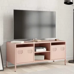 vidaXL Tv-meubel 101,5x39x43,5 cm koudgewalst staal roze