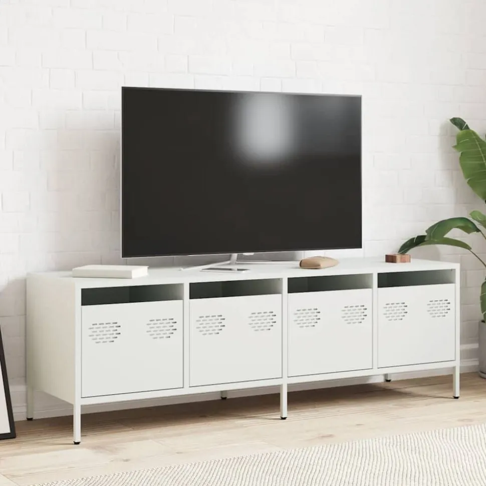 vidaXL Tv-meubel 135x39x43,5 cm koudgewalst staal wit