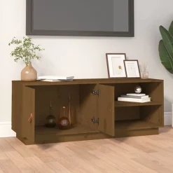 vidaXL Tv-meubel 105x34x40 cm massief grenenhout honingbruin