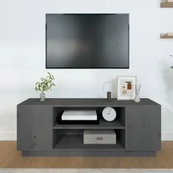 vidaXL Tv-meubel 110x35x40,5 cm massief grenenhout grijs