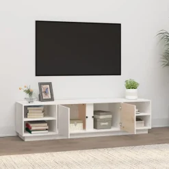 vidaXL Tv-meubel 156x40x40 cm massief grenenhout wit
