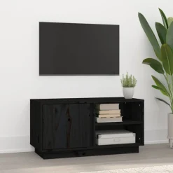 vidaXL Tv-meubel 80x35x40,5 cm massief grenenhout zwart