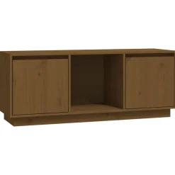 vidaXL Tv-meubel 110,5x35x44 cm massief grenenhout honingbruin