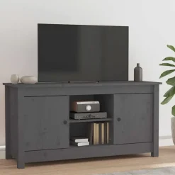 vidaXL Tv-meubel 103x36,5x52 cm massief grenenhout grijs